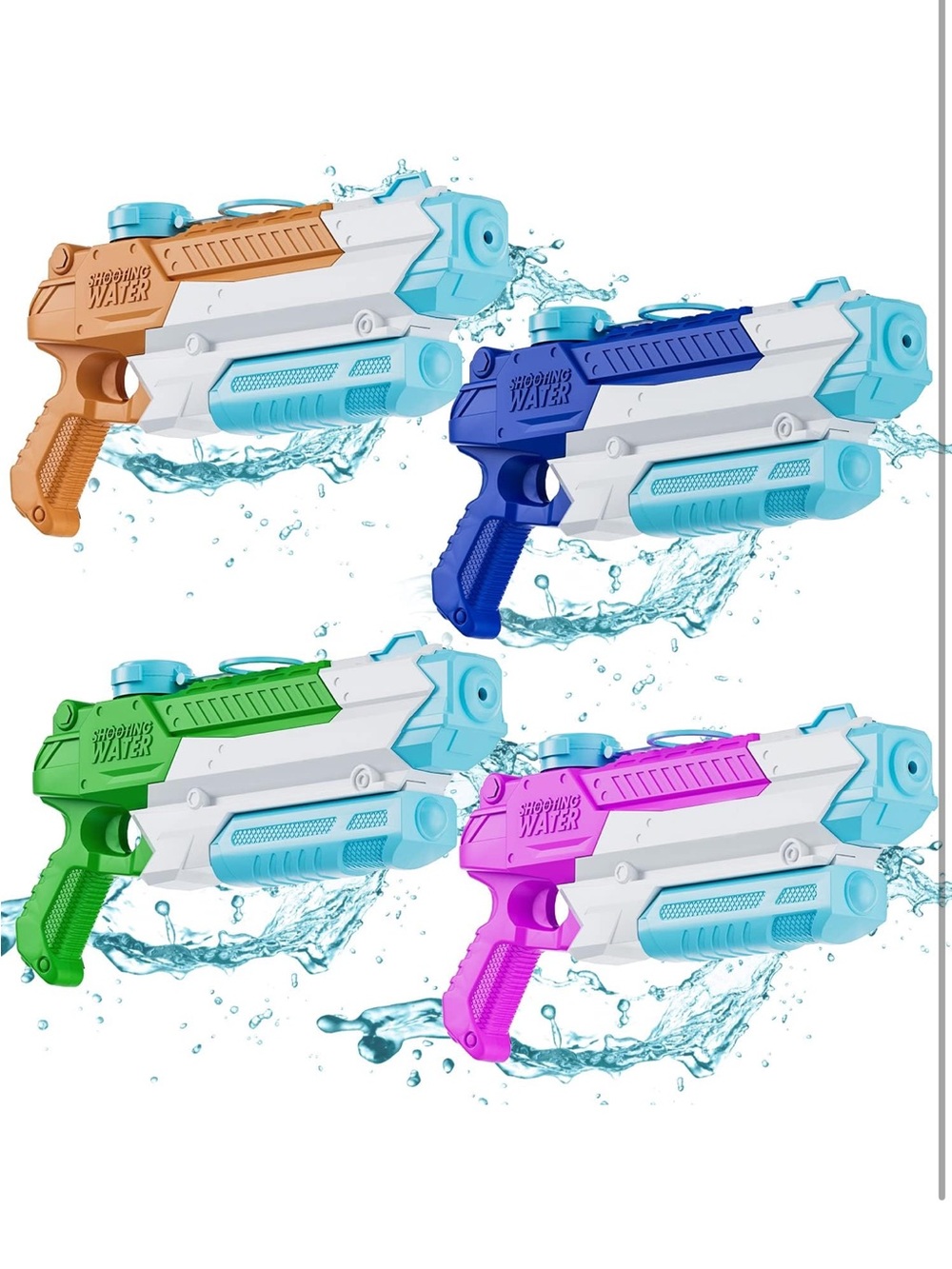 Water Guns for Kids Adults 4 Pack 400CC Long Range Squirt Toys - Picture 1 of 10